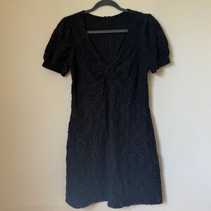 Ella Moss Black Eyelet Shift Knee Length V-neck Dress Size Large